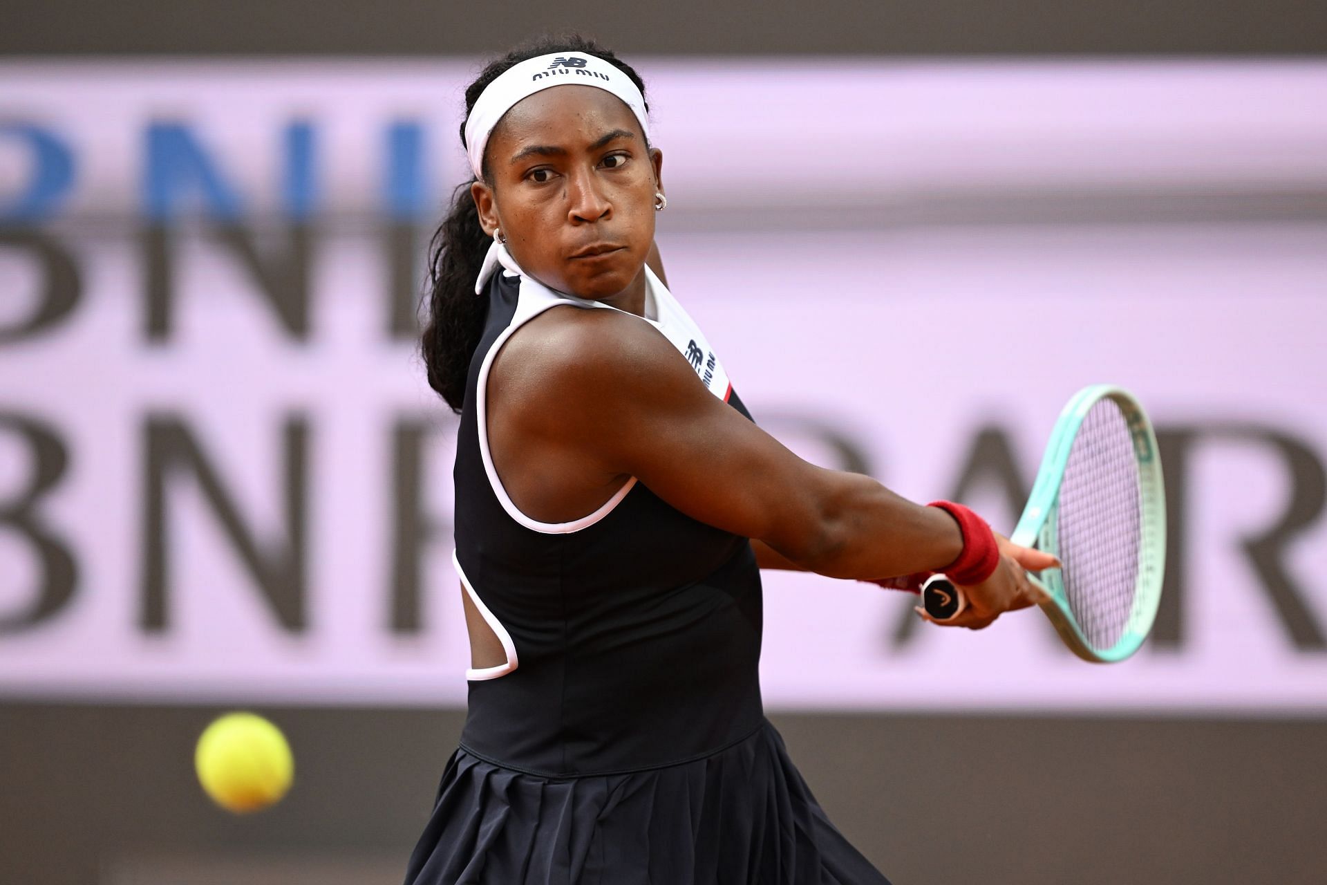 Coco Gauff during the women's singles final against Jasmine Paolini at the 2025 Italian Open (Source: Getty)